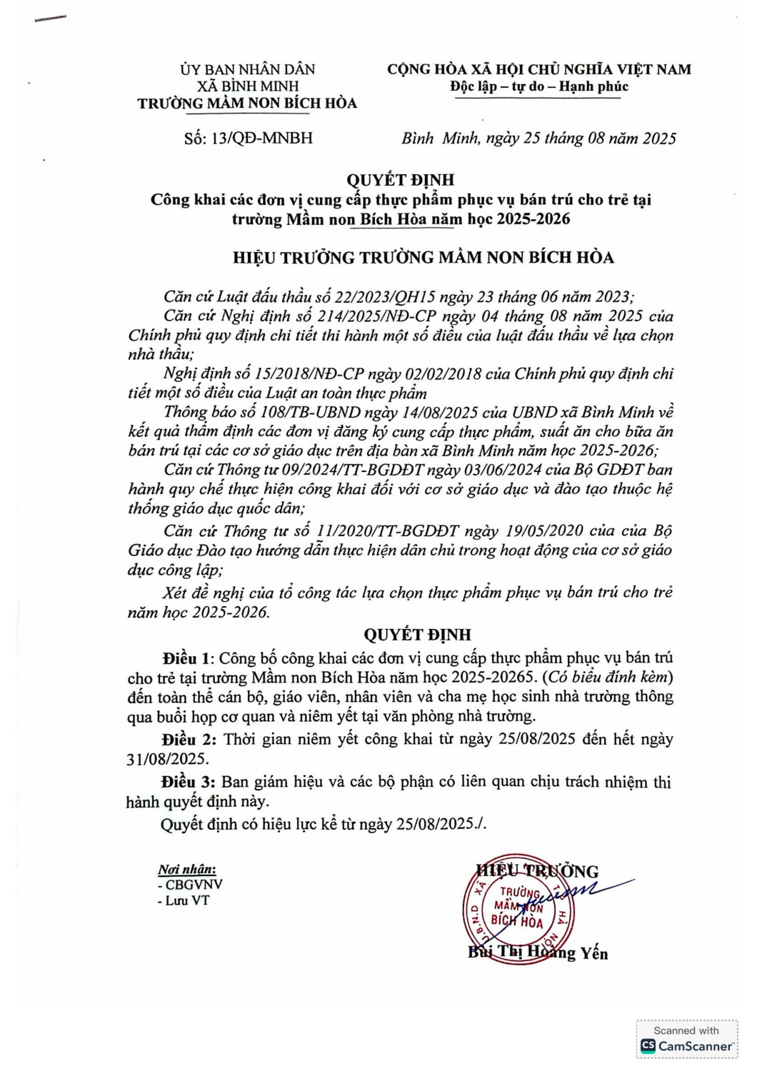 QĐ công khai các nhà cung ứng thực phẩm hình ảnh 0